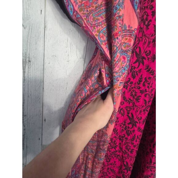J. Peterman Boho Paisley Pink Kaftan Maxi Dress Sz. S/M - Picture 7 of 8